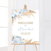 Blue Boho Pumpkin Baby shower Welkom Poster