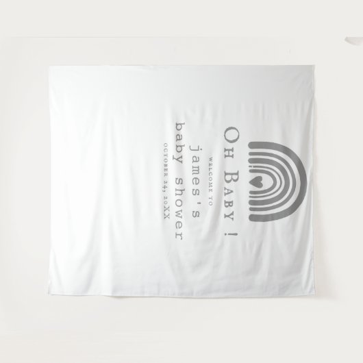 Blue Boho Rainbow Baby shower Achtergrond Wandkleed (Voorkant (horizontaal))