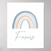 Blue Boho Rainbow Baby shower Favorieten Teken Poster (Voorkant)