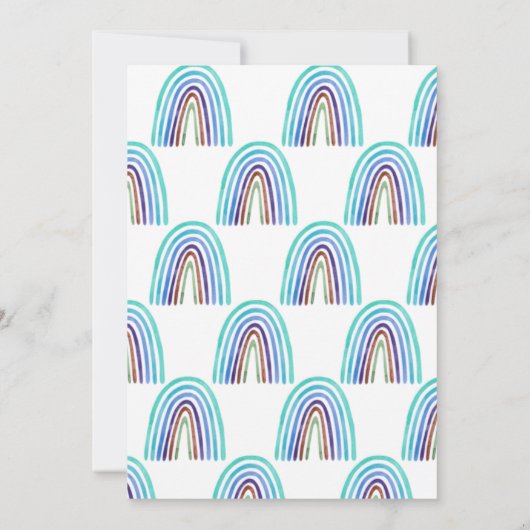 Blue Boho Rainbow Baby shower Invitation Kaart (Achterkant)