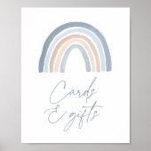 Blue Boho Rainbow Baby shower Kaarten en cadeau Poster (Voorkant)