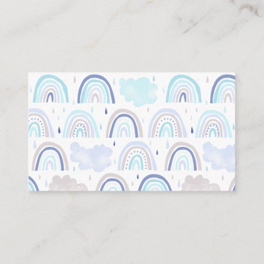 Blue Boho Rainbow Baby shower Luier Raffle Ticket Informatiekaartje (Achterkant)