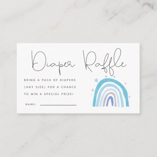 Blue Boho Rainbow Baby shower Luier Raffle Ticket Informatiekaartje (Voorkant)