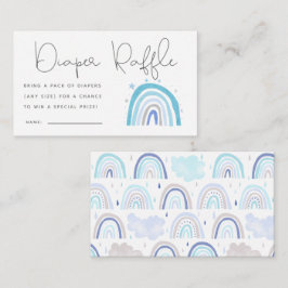 Blue Boho Rainbow Baby shower Luier Raffle Ticket Informatiekaartje