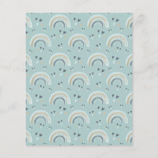 Blue Boho Rainbow Baby shower Prediction Game (Achterkant)