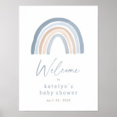 Blue Boho Rainbow Baby shower Welkomstbord Poster (Voorkant)