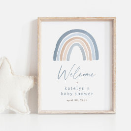 Blue Boho Rainbow Baby shower Welkomstbord Poster