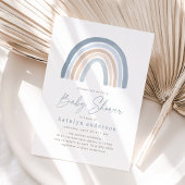 Blue Boho Rainbow Boy Baby shower Kaart
