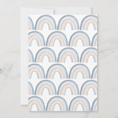 Blue Boho Rainbow Boy Baby shower Kaart (Achterkant)