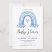 Blue Boho Rainbow Boy Baby shower Uitnodiging (Voorkant)