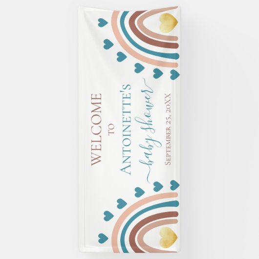Blue Boho Rainbow Custom Baby shower Banner (Verticaal)