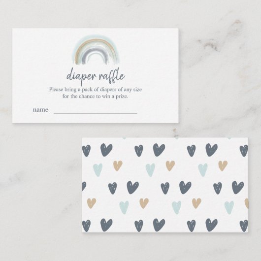 Blue Boho Rainbow Diaper Raffle Tickets Informatiekaartje (Voorkant / Achterkant)