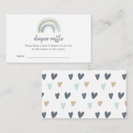 Blue Boho Rainbow Diaper Raffle Tickets Informatiekaartje