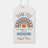 Blue Boho Rainbow Halloween Baby shower Bedankt Cadeaulabel (Voorkant)