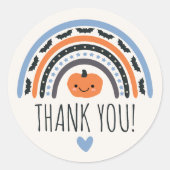 Blue Boho Rainbow Halloween Baby shower Bedankt Ronde Sticker (Voorkant)