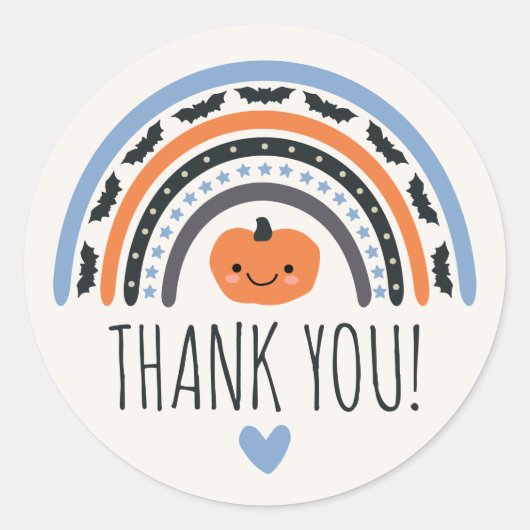 Blue Boho Rainbow Halloween Baby shower Bedankt Ronde Sticker (Voorkant)