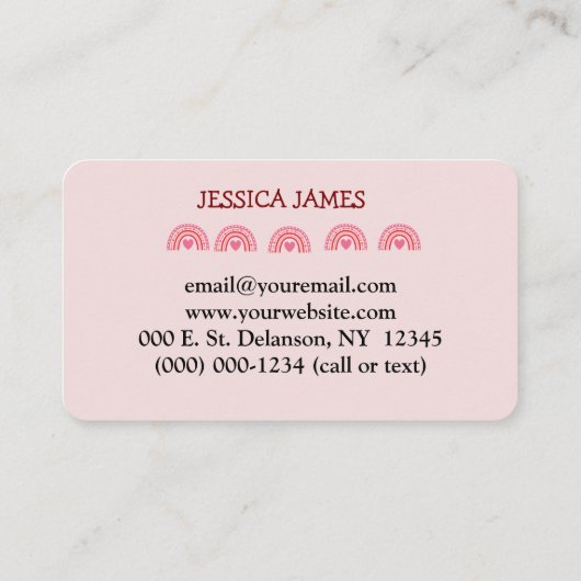 Blue Boho Rainbow Schattigee vervangende leraar Visitekaartje (Achterkant)