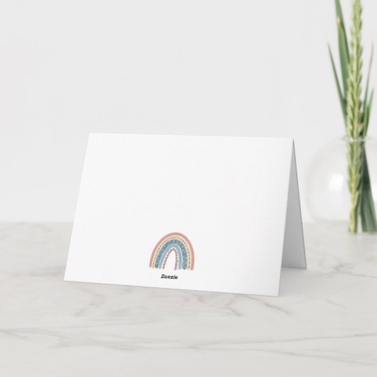 Blue Boho Rainbow Waterverf Hartelijk dank Bedankkaart (Achterkant)