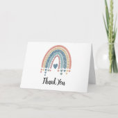 Blue Boho Rainbow Waterverf Hartelijk dank Bedankkaart (Voorkant)