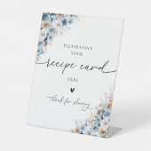 Blue Boho Recept Kaart Sign Reclamebord Met Voetstuk (Voorkant)