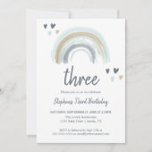 Blue Boho Regenboog 2e Verjaardagsfeest Kaart (Voorkant)