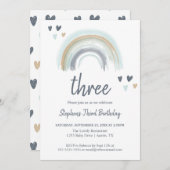 Blue Boho Regenboog 2e Verjaardagsfeest Kaart (Voorkant / Achterkant)