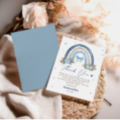 Blue Boho Regenboog Baby shower Dank u kaart