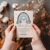 Blue Boho Regenboog Baby shower Dank u kaart