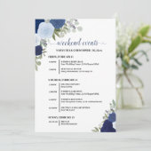 Blue Boho Roses Wedding Events & Timeline Programmakaart (Staand voorkant)