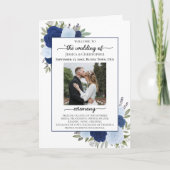 Blue Boho Rozen Ceremonie & Receptie Wedding Programma (Voorkant)