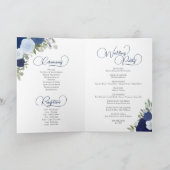 Blue Boho Rozen & Foto Elegant Huwelijk Programma (Binnen)