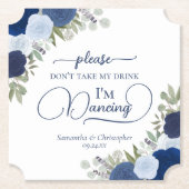 Blue Boho Rozen nemen niet mijn Drink bruiloft Kartonnen Onderzetters (Voorkant)
