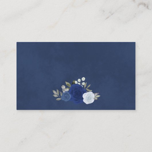 Blue Boho Rozen Vrijgezellenfeest Registry QR-code Informatiekaartje (Achterkant)