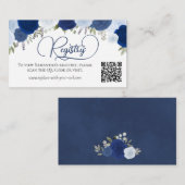 Blue Boho Rozen Vrijgezellenfeest Registry QR-code Informatiekaartje (Voorkant / Achterkant)