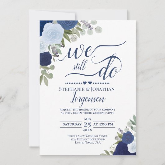 Blue Boho Rozen We doen nog steeds gelofte verleng Kaart (Voorkant)