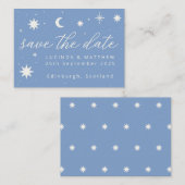 Blue Boho Stars Wedding Save the Date Kaart Notitiekaartje (Voorkant / Achterkant)