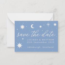 Blue Boho Stars Wedding Save the Date Kaart Notitiekaartje