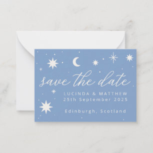 Blue Boho Stars Wedding Save the Date Kaart Notitiekaartje