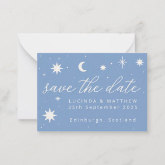 Blue Boho Stars Wedding Save the Date Kaart Notitiekaartje