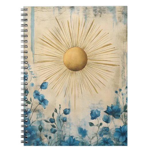 Blue Boho Sunshine" (of soms "Boho Sun Blue") Notitieboek (Voorkant)