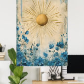 Blue Boho Sunshine" (of soms "Boho Sun Blue") Poster (Thuiskantoor)