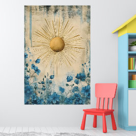 Blue Boho Sunshine" (of soms "Boho Sun Blue") Poster