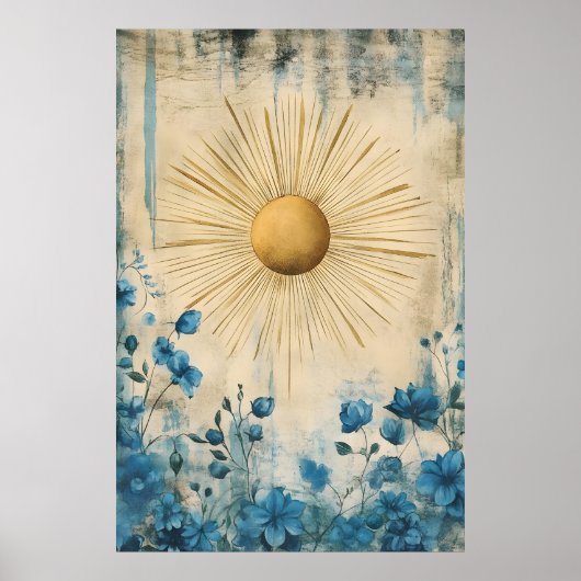 Blue Boho Sunshine" (or sometimes "Boho Sun Blue") Poster (Voorkant)