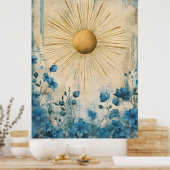Blue Boho Sunshine" (or sometimes "Boho Sun Blue") Poster (Keuken)