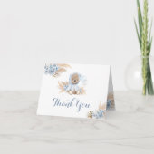 Blue Boho Teddy Bear Folded Hartelijk dank Bedankkaart (Voorkant)