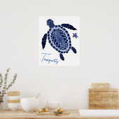 Blue Boho Tranquility Zee Turtle Family Poster (Keuken)