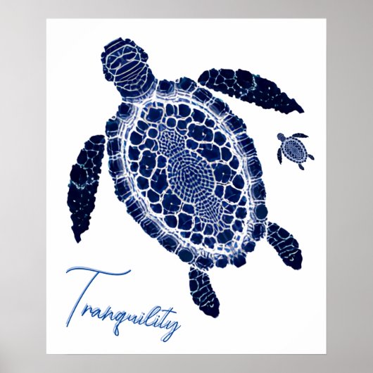 Blue Boho Tranquility Zee Turtle Family Poster (Voorkant)