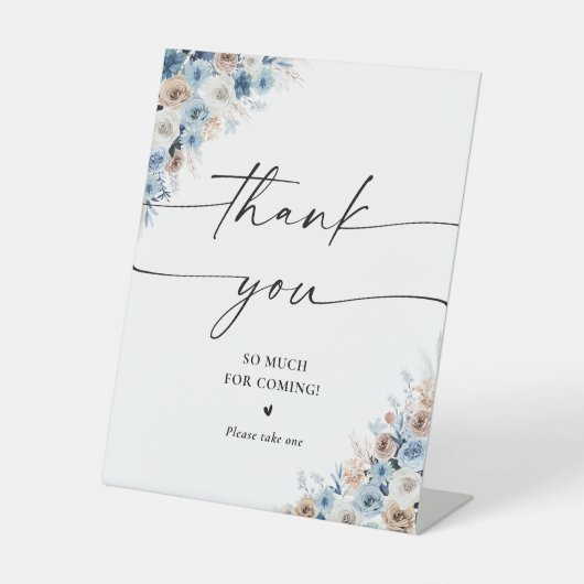 Blue Boho Vrijgezellenfeest Bedankt Teken Reclamebord Met Voetstuk (Voorkant)