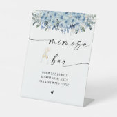 Blue Boho Vrijgezellenfeest Mimosa Bar Sign Reclamebord Met Voetstuk (Voorkant)