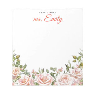 Blue Boho Waterverf Border gepersonaliseerd Notitieblok